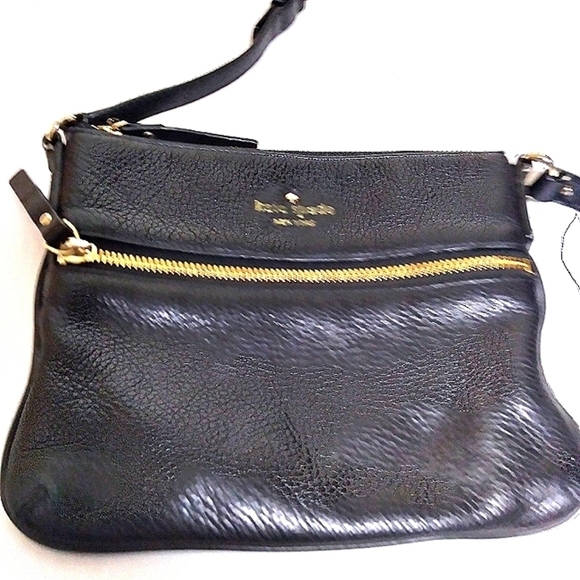 Kate Spade Black Cow Leather Crossbody Purse with Gold Tone Hardware - Picture 1 of 15